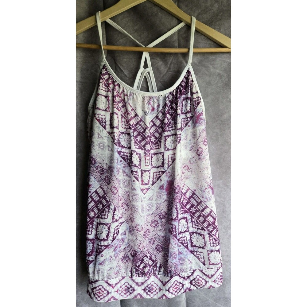 Prana Womens Sz Lg Spaggetti  Strap Tank  Built In Bra Summer Beach Boho